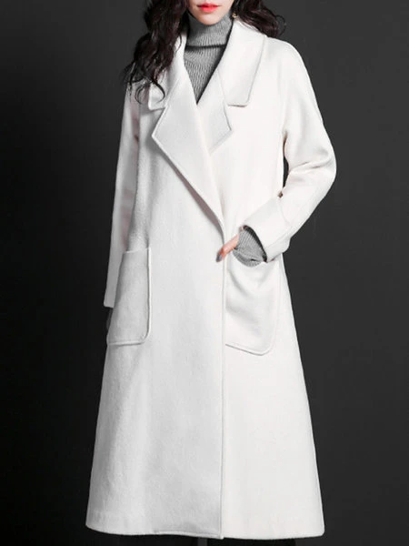 Ladies Woolen Cloth Jacket with Lapel Collar Wind-Proof Coat