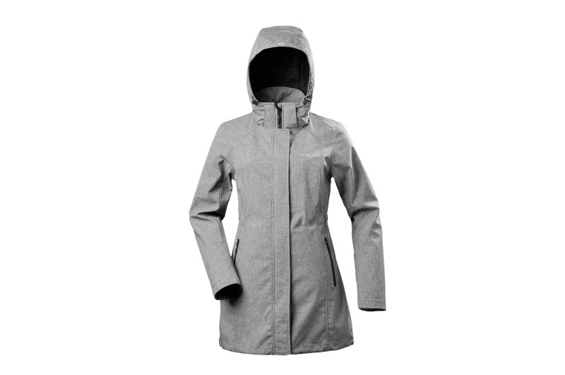 Women's Long Raincoat Classical Waterproof Softshell Jacket with Hoodie