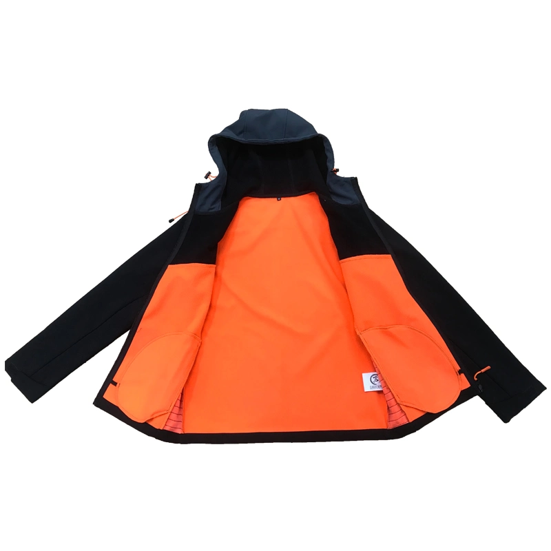 Men Water Repellent Breathable Winter Coat Outdoor Fleece Bonded Softshell Jacket Hooded