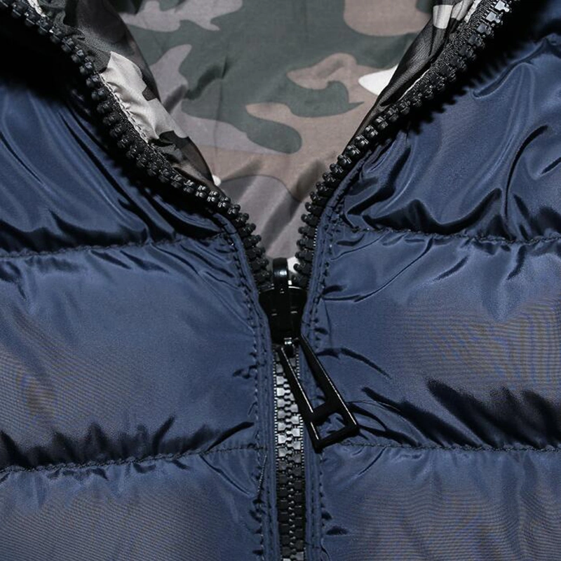 Winter Double-Sided Wear Camouflage Print Male Down Jackets Padded Men's Coats Hooded Parkas