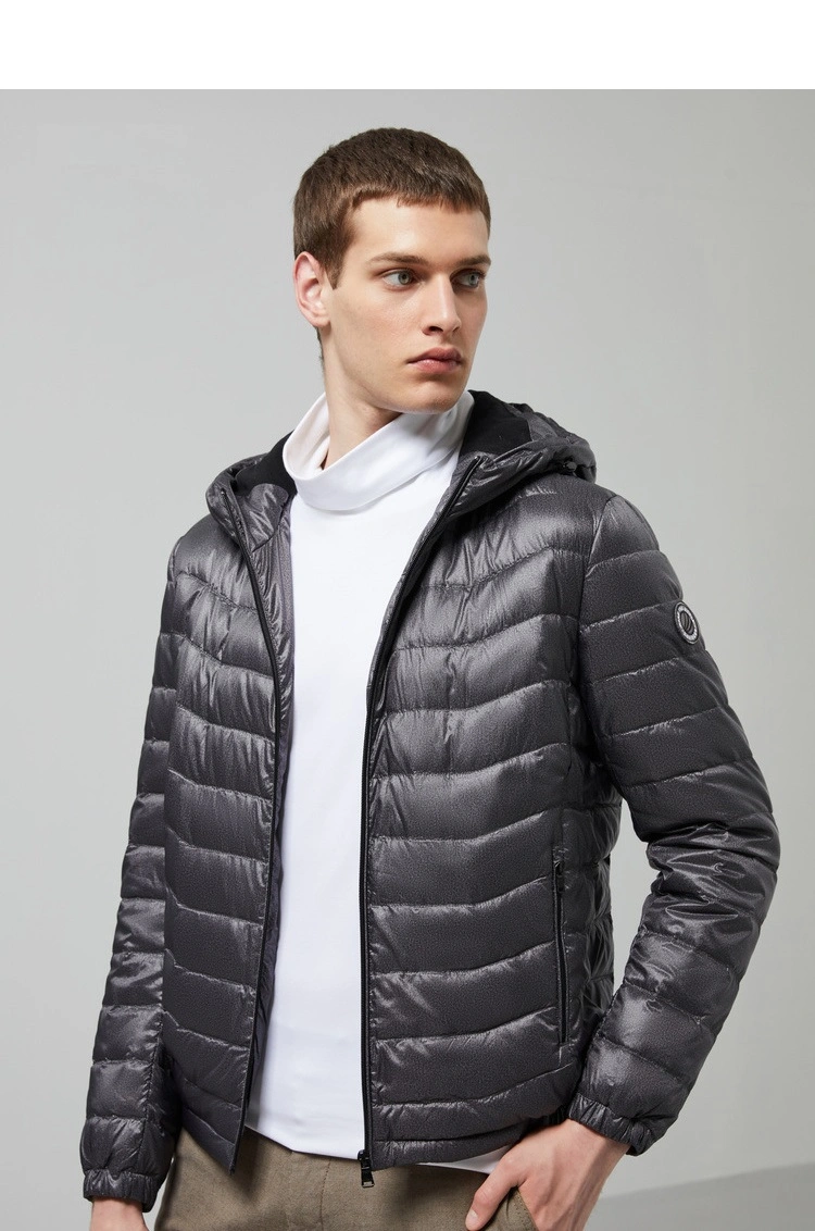 Stock Cheap Men Down Cotton Light Jacket with Hoodie for Winter