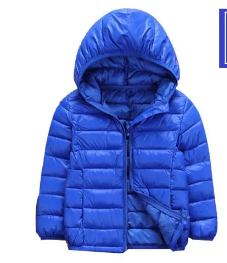Children Jacket Lightweight Padded Warm Wind Hood Plain Color Down Jacket