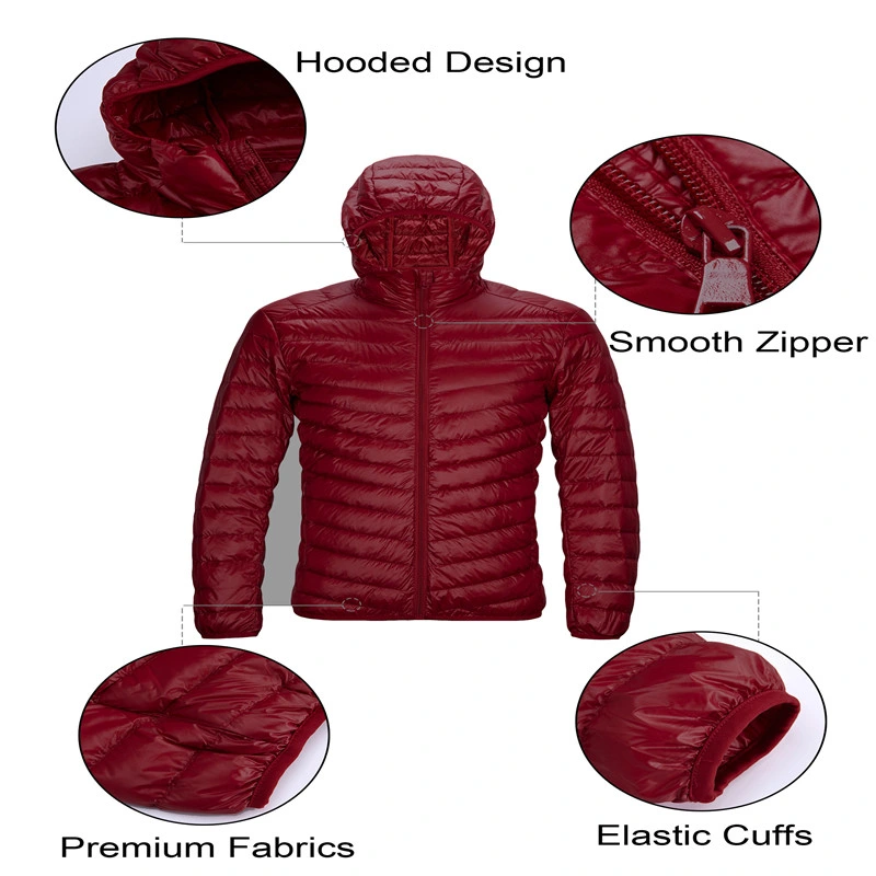 Custom Logo Ultra Light Packable Winter Windproof Down Jacket for Men Ultralight Men's Feather Down Puffer Jacket