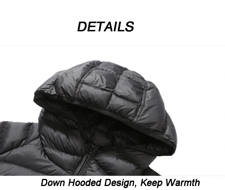 Custom Logo Winter Clothes Light Down Filling with Hooded Warm Clothes Unisex Down Jacket