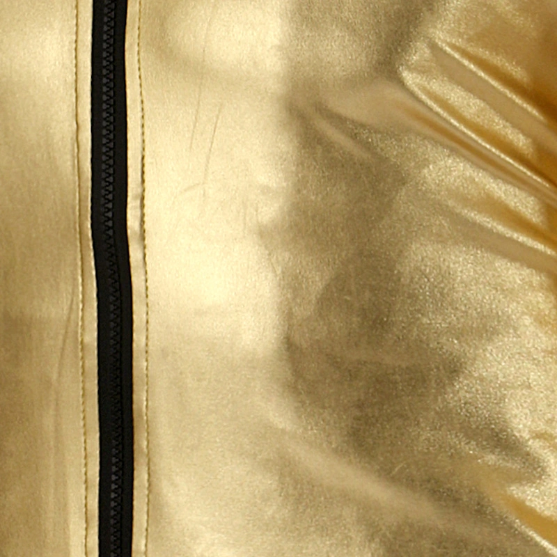 Mens Casual Golden Slim Fit Full Zip Metallic Shiny Bomber Nightclub Jacket