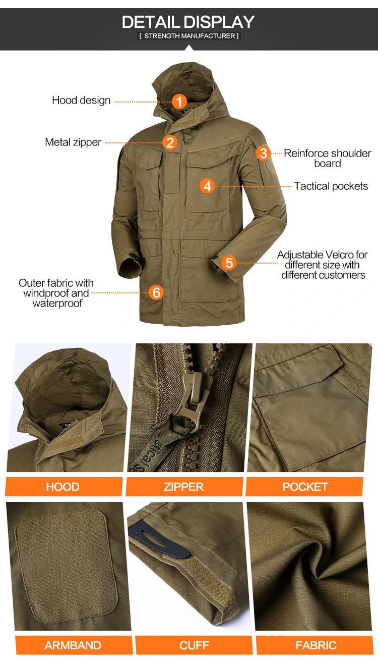 Khaki Color Jackets Tactical Windbreaker Jacket Combat Jacket