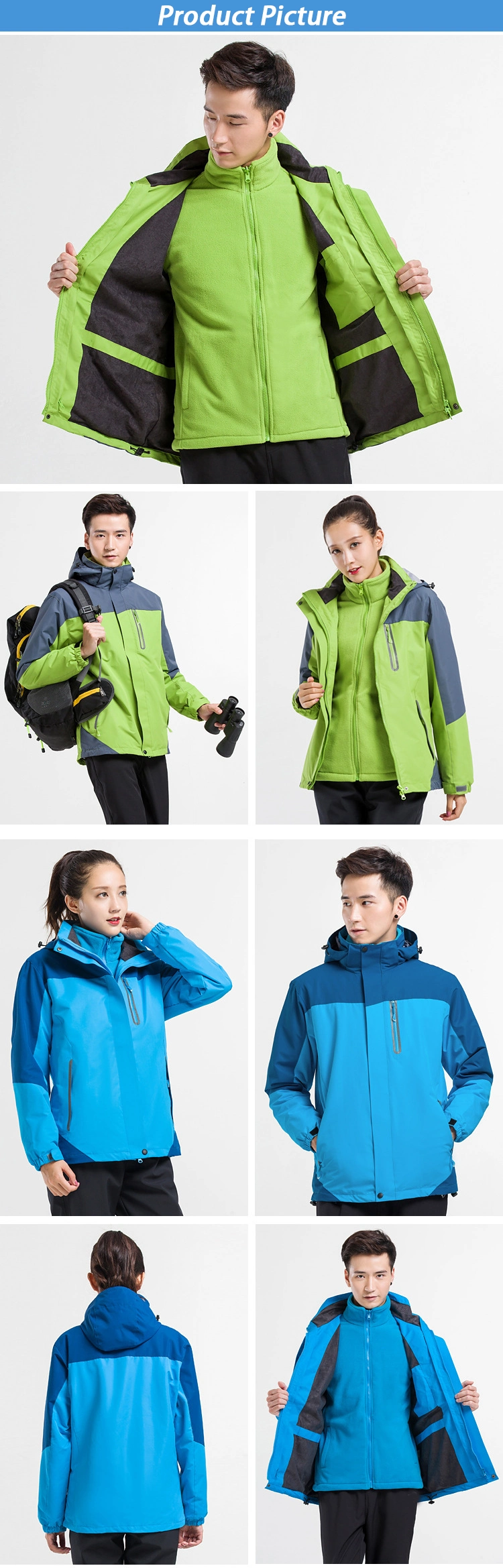 Wholesale Snowboard Outdoor 3in1 Custom Logo Ski Mens Softshell Jacket