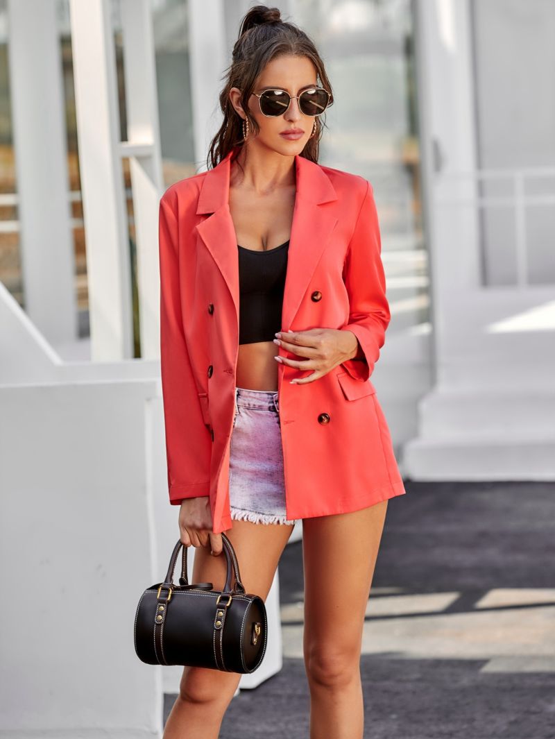Slanna Autumn Fashion Women Office Blazer Coat Long Sleeve Button Casual Slim Jacket Blazer