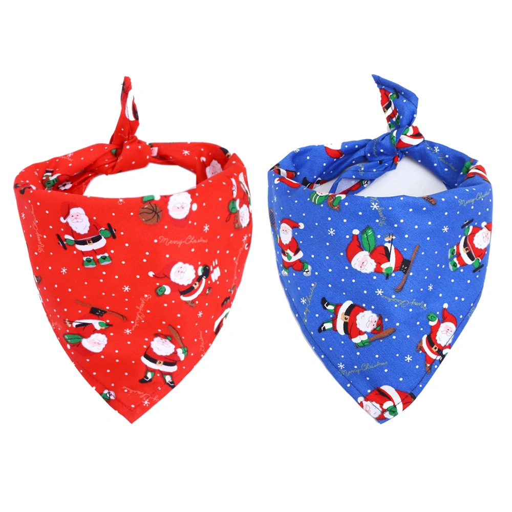 Custom Printed Christmas Scarf for Dogs Bandana Classical Christmas Products Puppy Dog Scarves