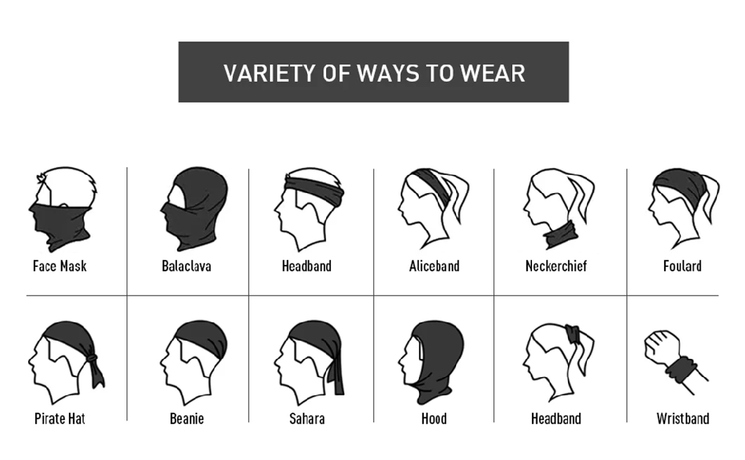 Fashion Silk Neck Gaiter Multifunctional Bandana Headband Elastic Face Mask for Men and Women