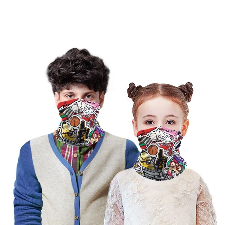 High Elastic Neck Gaiter Tubular Cartoon Bandanas Printed Head Wrap Face Cover Bandanas for Children