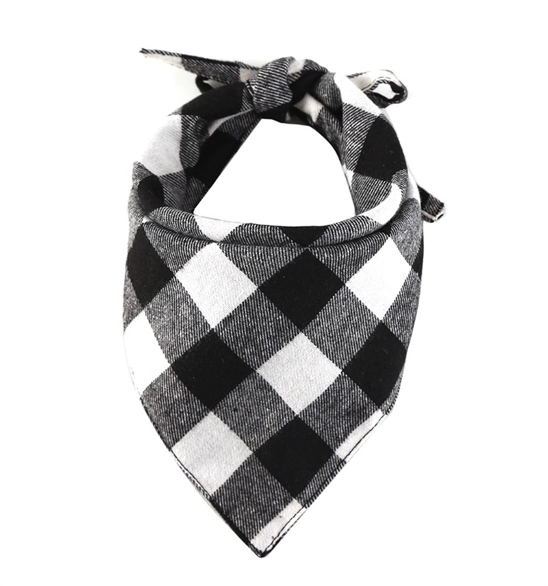 Pet Dog Bandana Triangle Bibs Scarf Double-Cotton Red Plaid Printing Kerchief Set Accessories for Pets