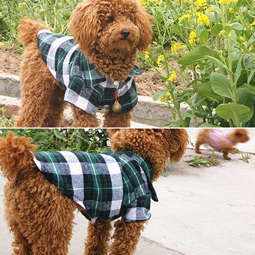 Pet Dog Clothes Soft Summer Plaid Dog Vest Clothes for Small Dogs Cotton Puppy Shirts