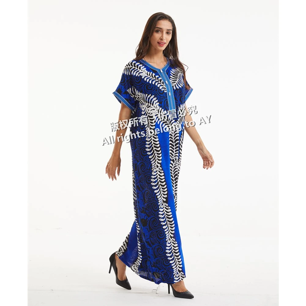 Printed Sleeves, Lace and Headscarf for Women Dress