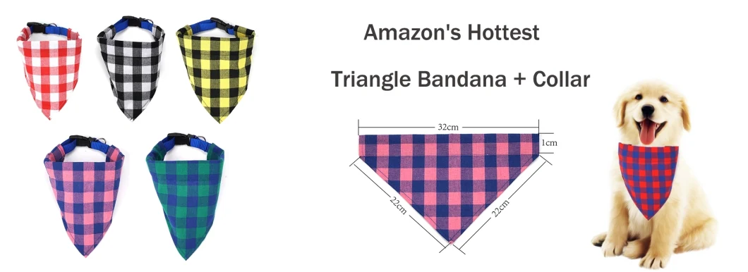 High Quality Cute Cool Soft Breathable Sublimated Customized Extra Large Triangle Dog Bandana with Collar Matching Pet Owner