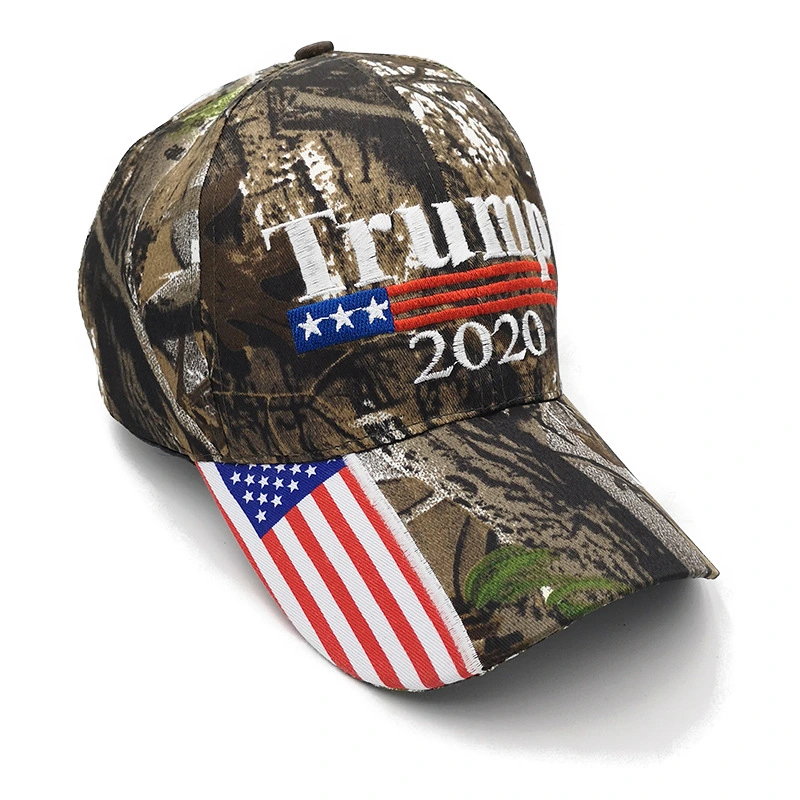 Wholesale American Flag 100% Cotton Camo Baseball Cap Trump 2020 President Election Hats