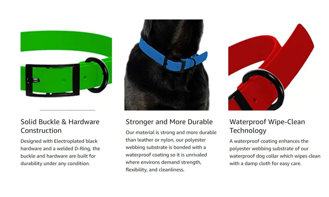 Biothane Waterproof Dog Collar Strong Coated Nylon Webbing Dog Collar