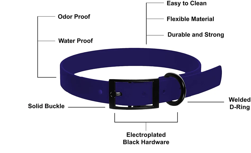 Biothane Waterproof Dog Collar Strong Coated Nylon Webbing Dog Collar