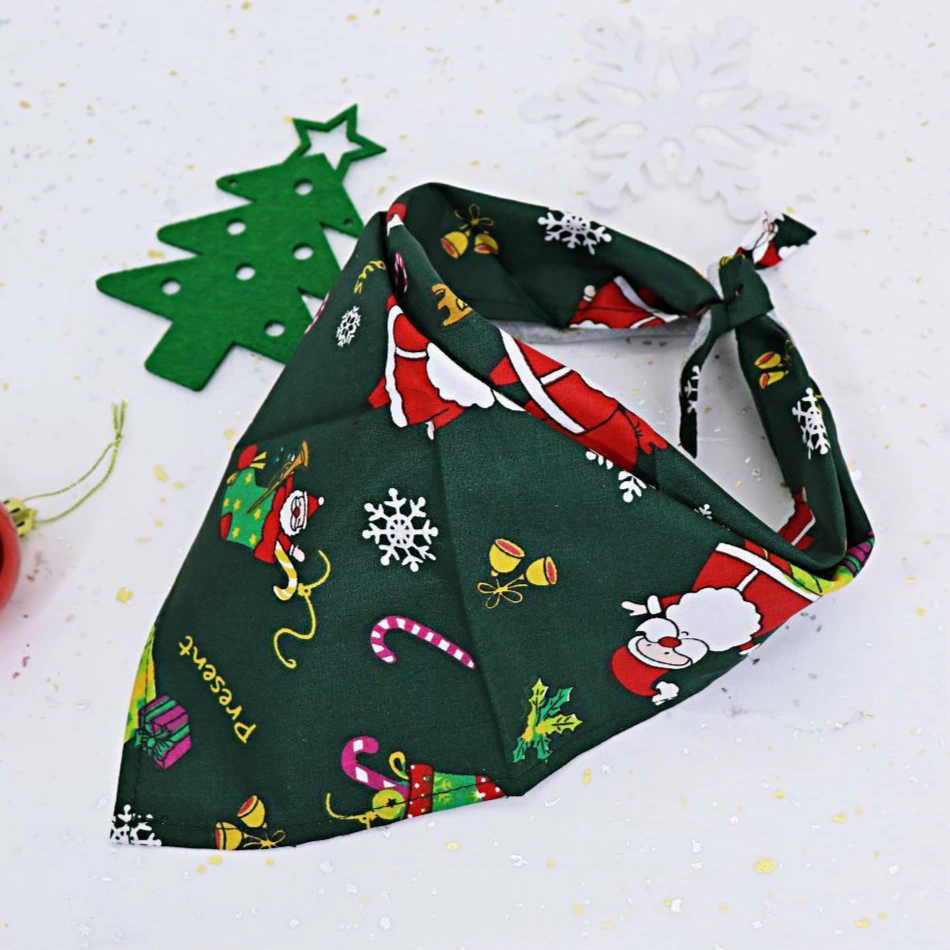 Christmas Pet Dog Bandana Adjustable Dog Bandana Towel Scarf Collar Pets Costume Accessories for Small Medium Dogs Miniature Pinpet Supplies