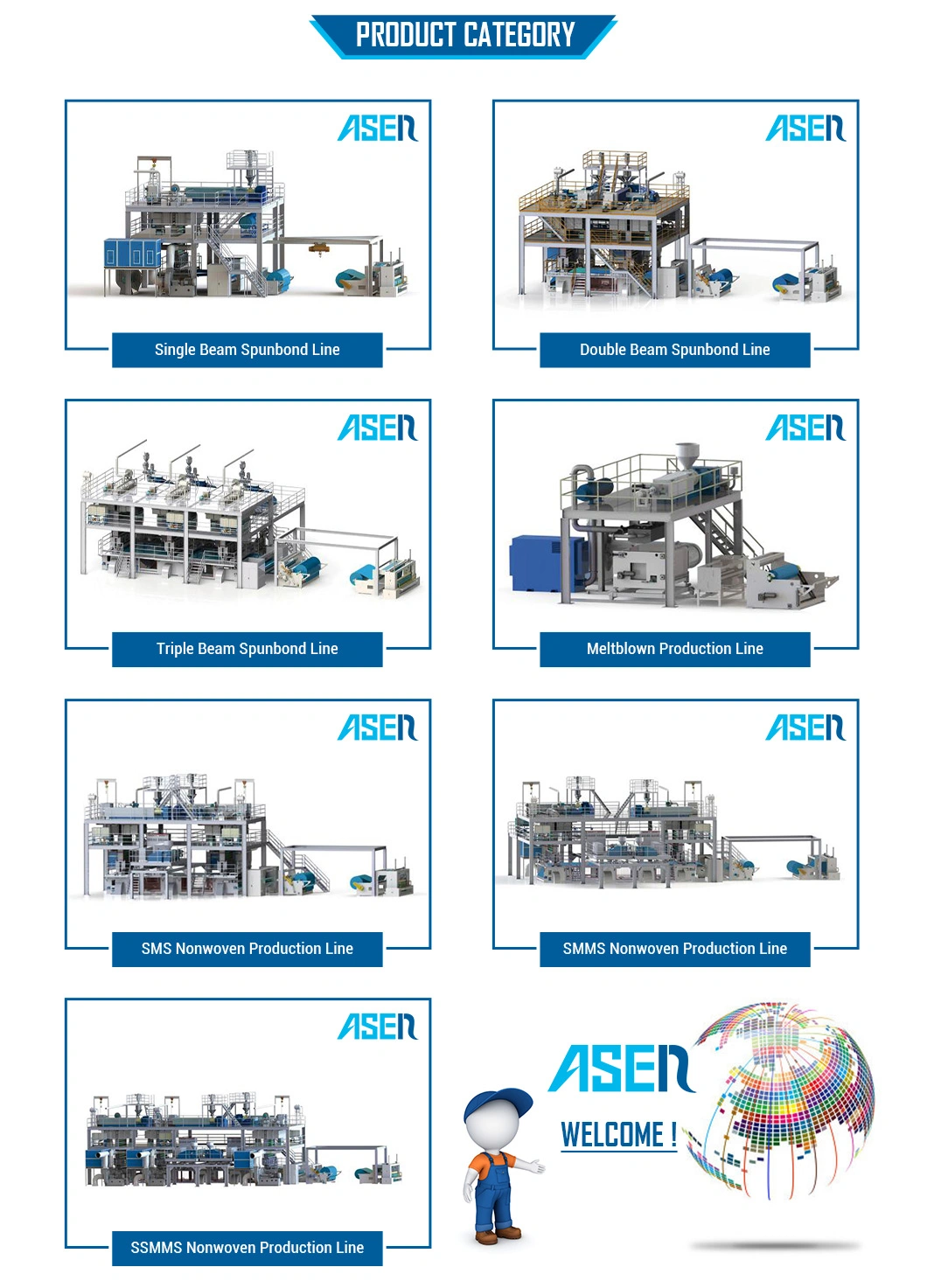 for Wet Tissue Asen-SMS PP Spunmelt Composite Nonwoven Fabric Making Production Line