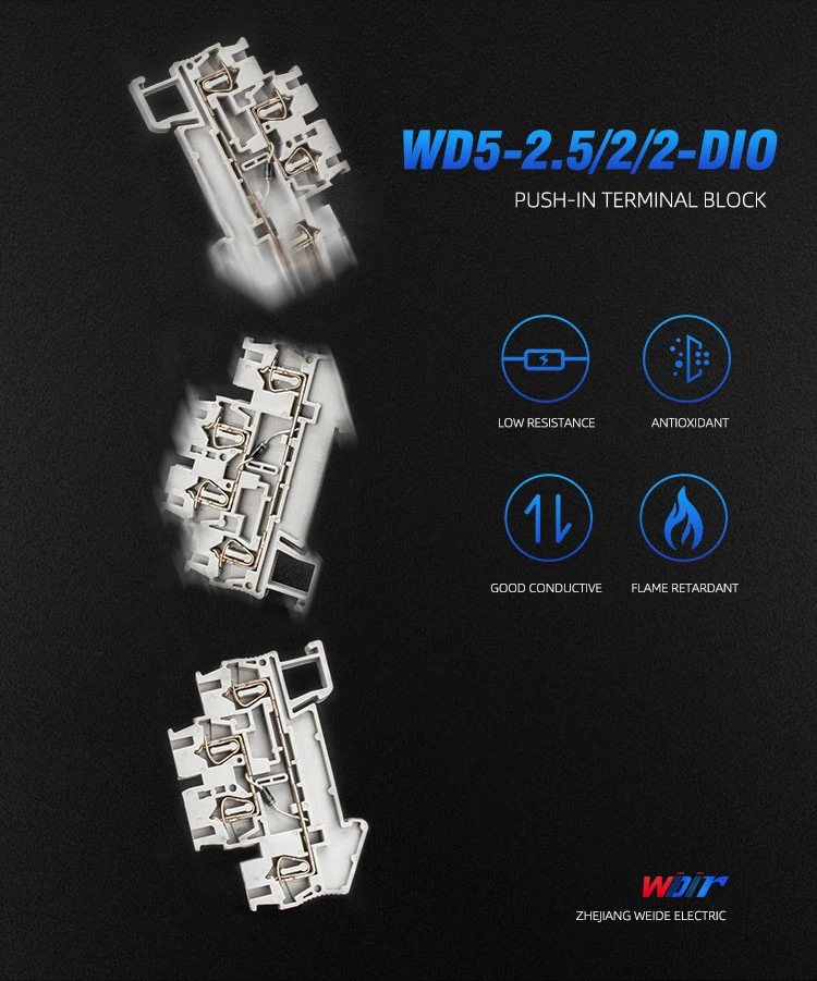 Connector Auto Part Spring Terminal Block Customized 2.5mm Wire Double Layer Terminal with LED