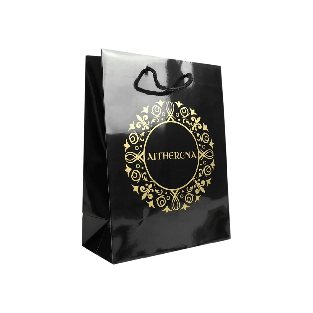 Luxury Black Paper Clothes Bags Custom Logo Printed Clothing Garment Gift Jewelry Packaging Paper Bag