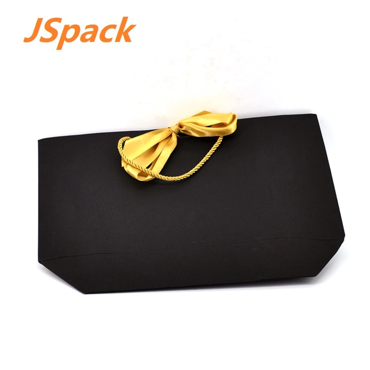 Wholesale Black Grocery Packaging Paper Bag Custom Printed Clothing Packaging Shopping Paper Bag