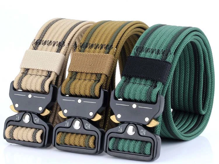 Tactical Belt, Military Style Webbing Belt with Heavy-Duty Quick-Release Metal Alloy Buckle