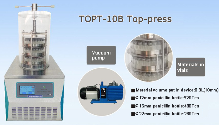 Topt-10b LCD Touch Screen Lyophilizer Vacuum Freeze Dryer