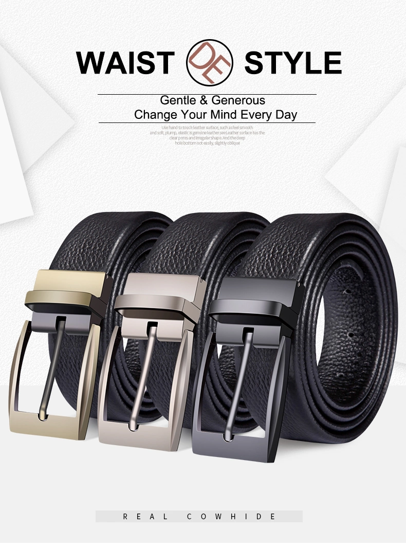 Fashion Pin Button Waist Strap Genuine Cowhide Leather Belts Business Formal Pin Buckle Belts