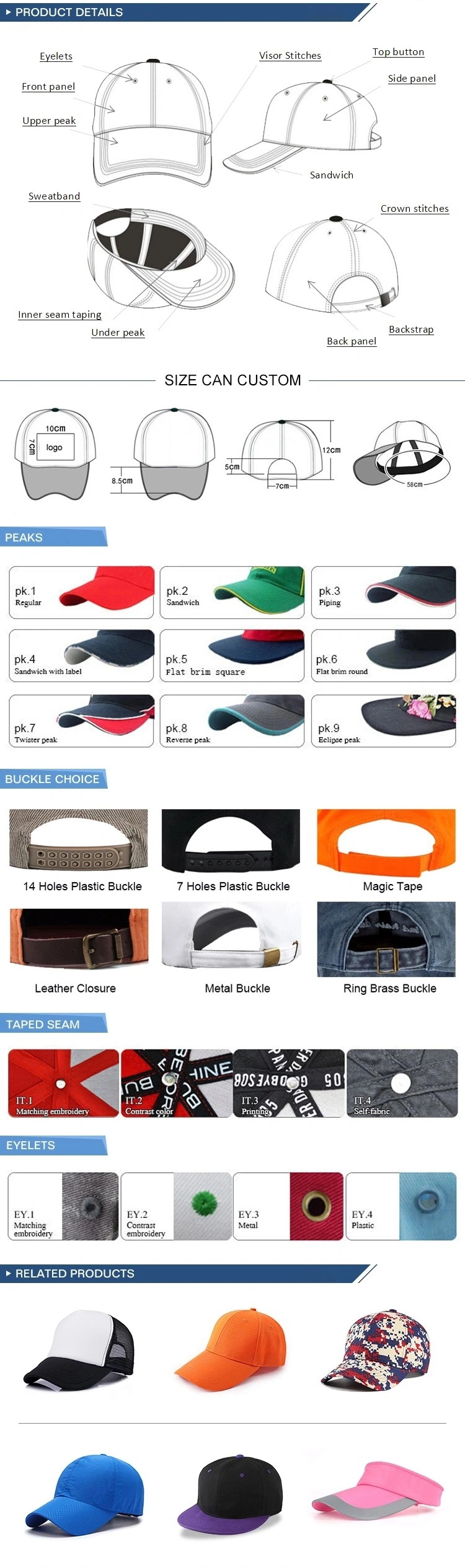 Quick-Drying Fabric Customized Full-Print Embroidered Mesh Cap