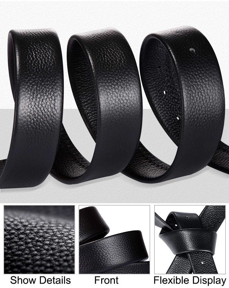 Fashion Pin Button Waist Strap Genuine Cowhide Leather Belts Business Formal Pin Buckle Belts