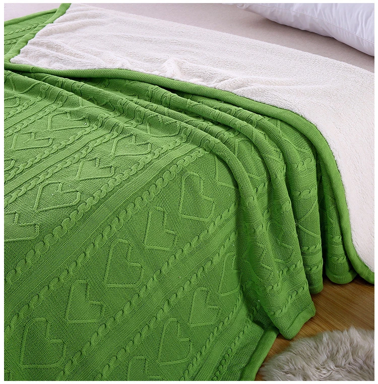 New Style Knitted Throw Blanket 100% Cotton Blanket Plush Velvet and Thickened Throw