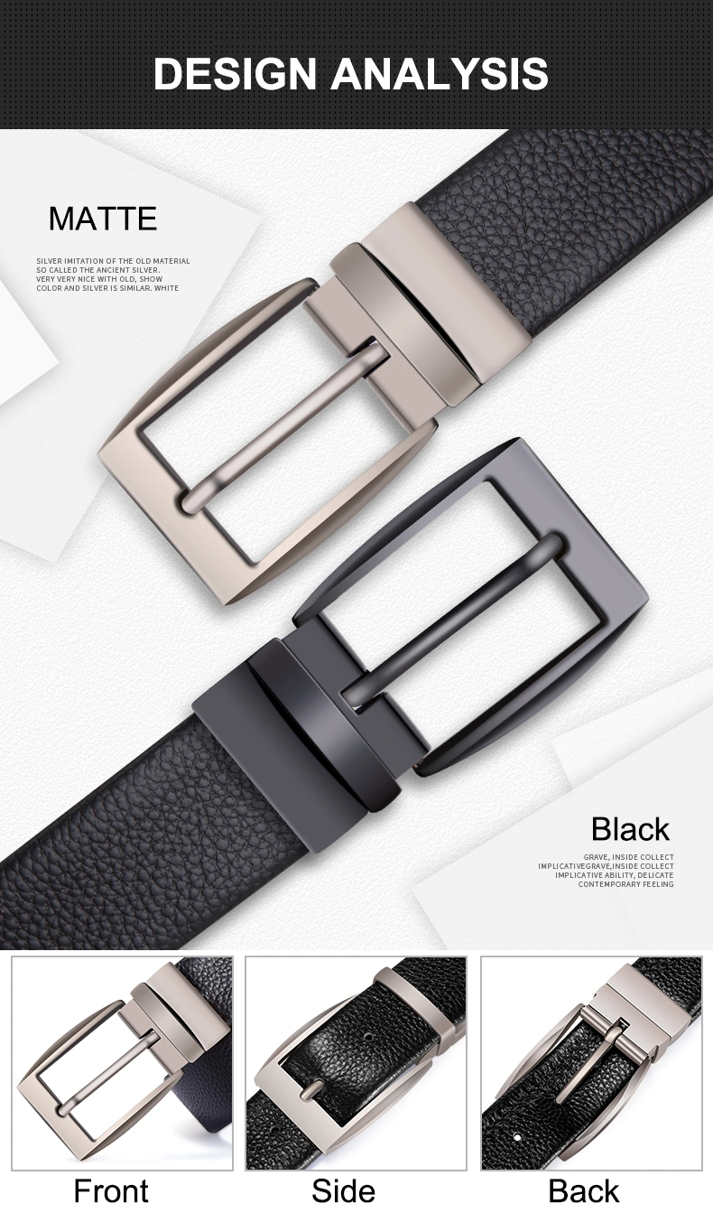 Fashion Pin Button Waist Strap Genuine Cowhide Leather Belts Business Formal Pin Buckle Belts