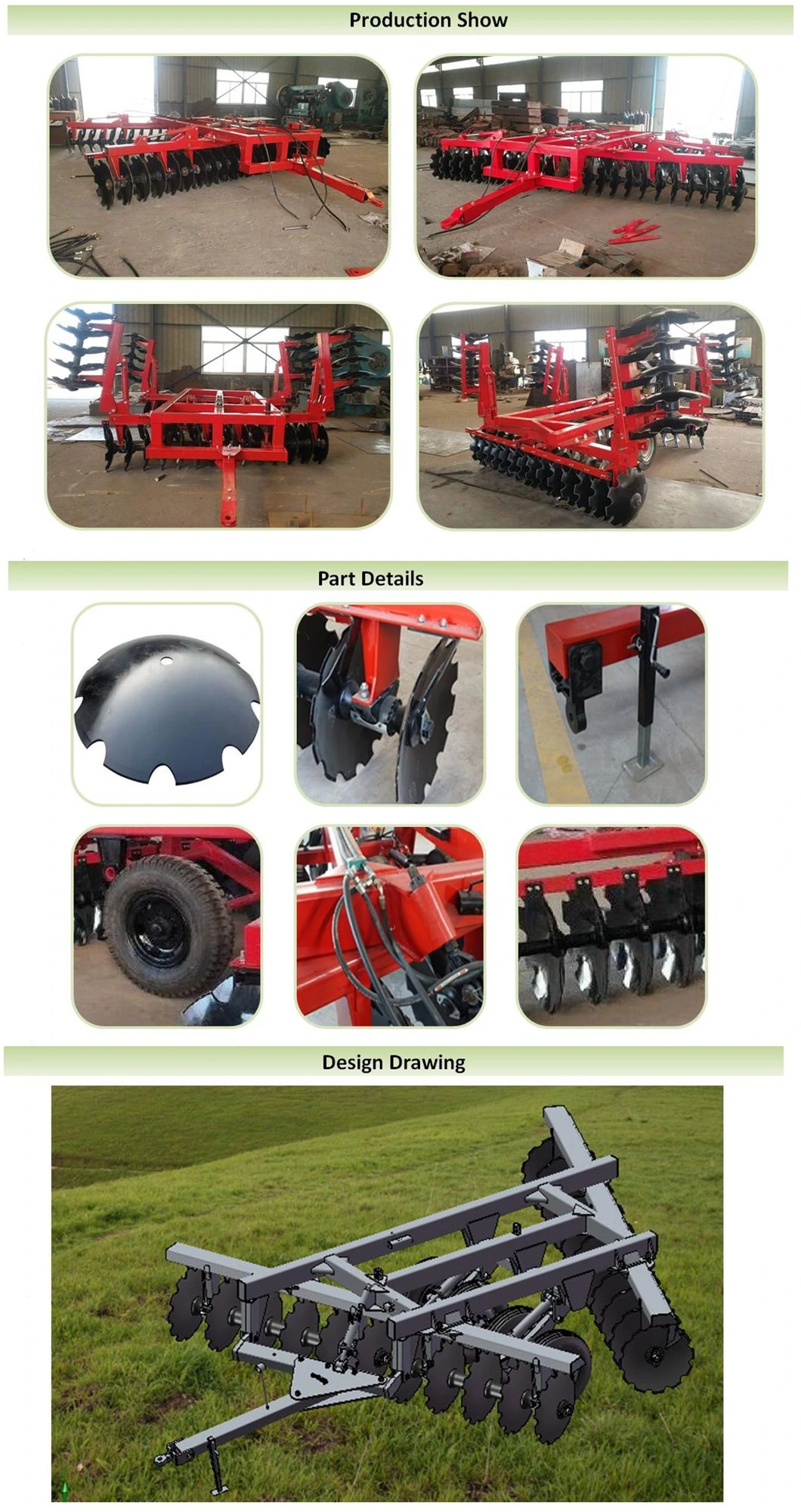 Foldingtiller Machine/Land Preparation Machine/Soil Preparation Machines/Heavy Disc Harrow (factory selling customization)