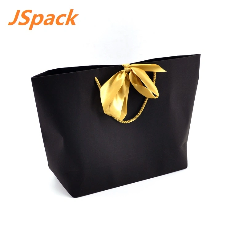 Wholesale Black Grocery Packaging Paper Bag Custom Printed Clothing Packaging Shopping Paper Bag