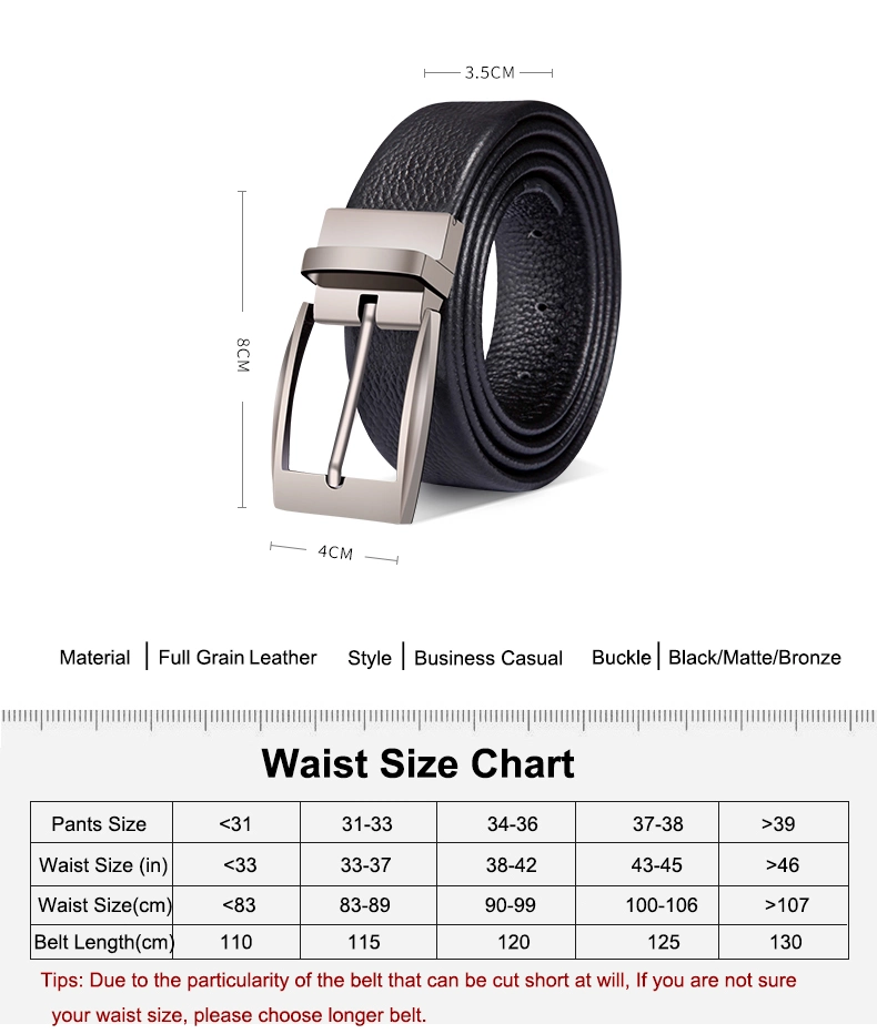 Fashion Pin Button Waist Strap Genuine Cowhide Leather Belts Business Formal Pin Buckle Belts