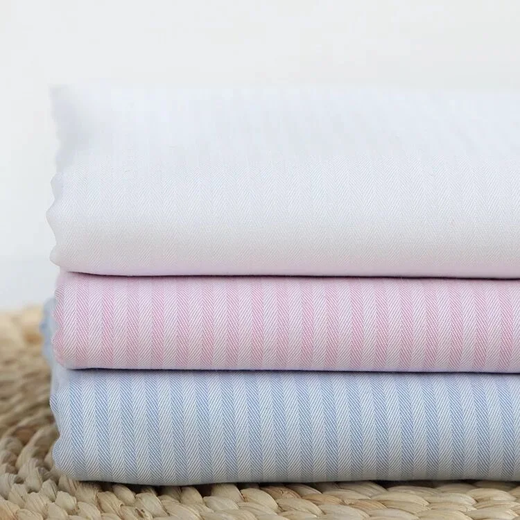 Herringbone Twill Stripes Cotton Dobby Yarn Dyed Blouses Textile Shirt Fabric