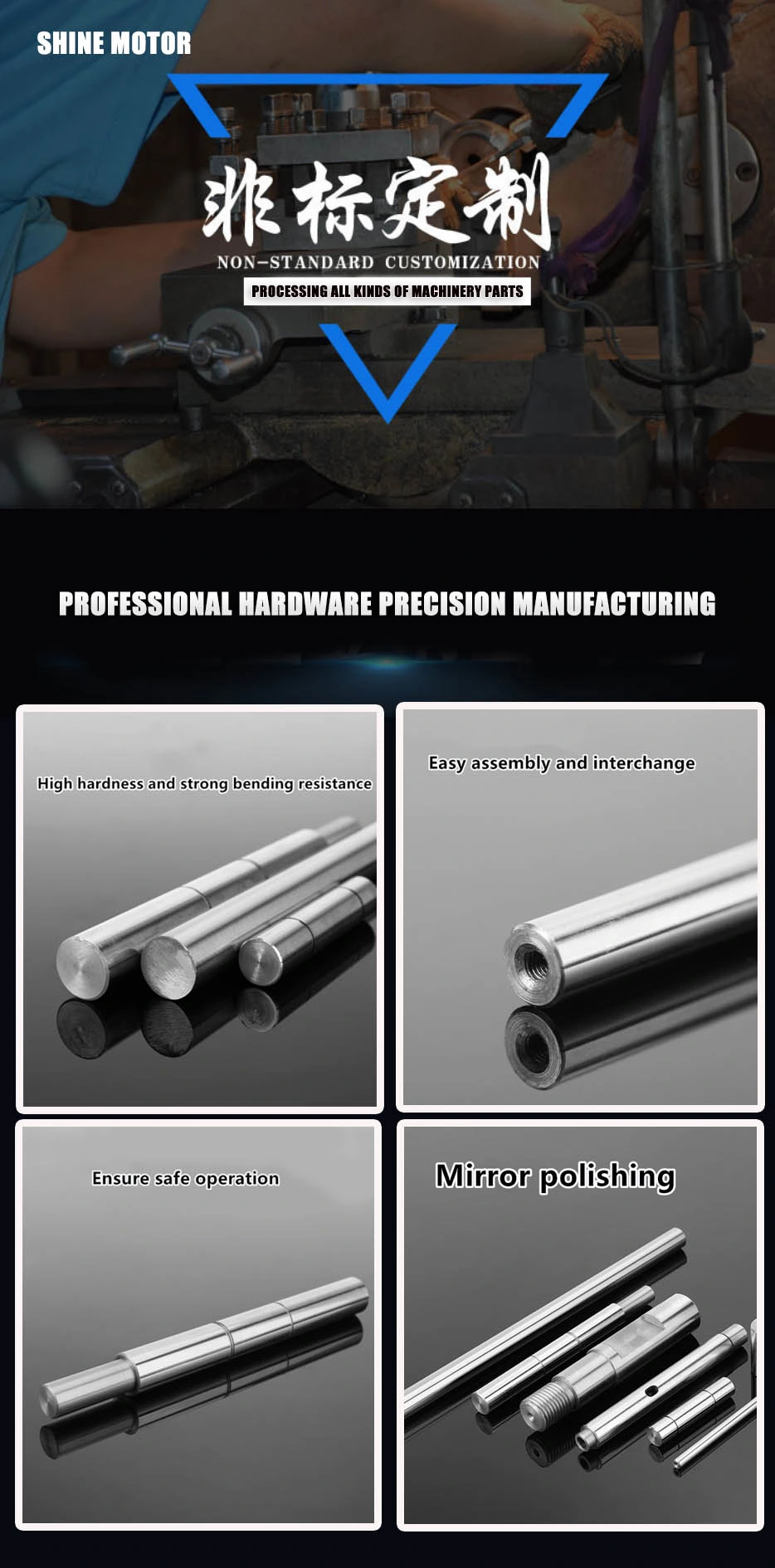 OEM High Quality CNC Machining Carbon Steel Shafts Double Head Thread Shafts