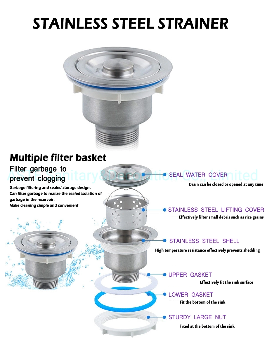 Stainless Steel 110/114/140 mm Drainage Drainer Strainer with Lifting Filter Basket