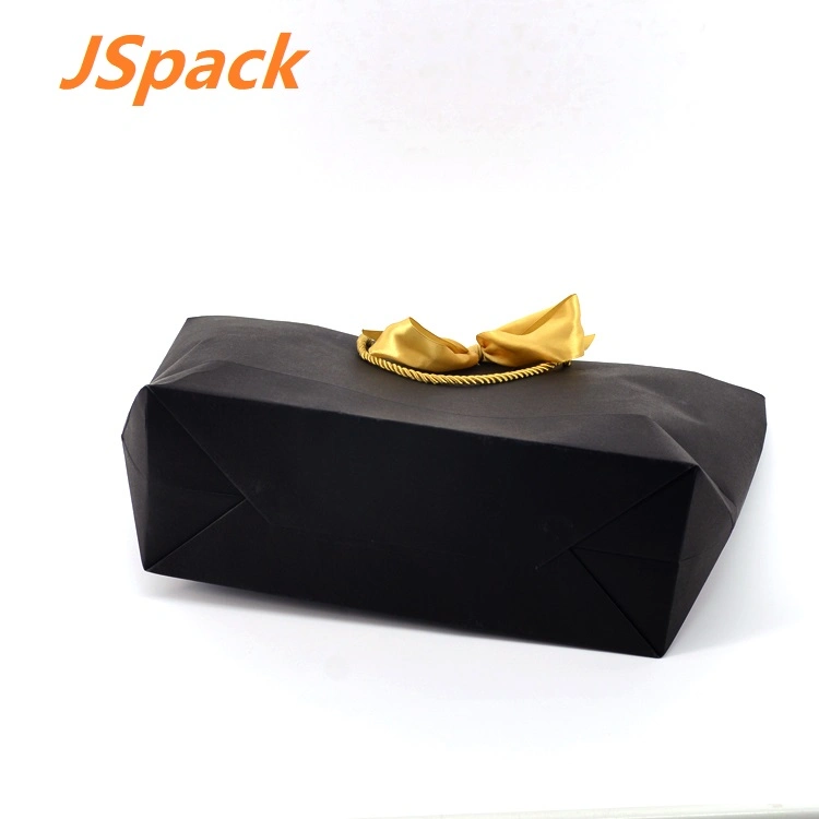 Wholesale Black Grocery Packaging Paper Bag Custom Printed Clothing Packaging Shopping Paper Bag