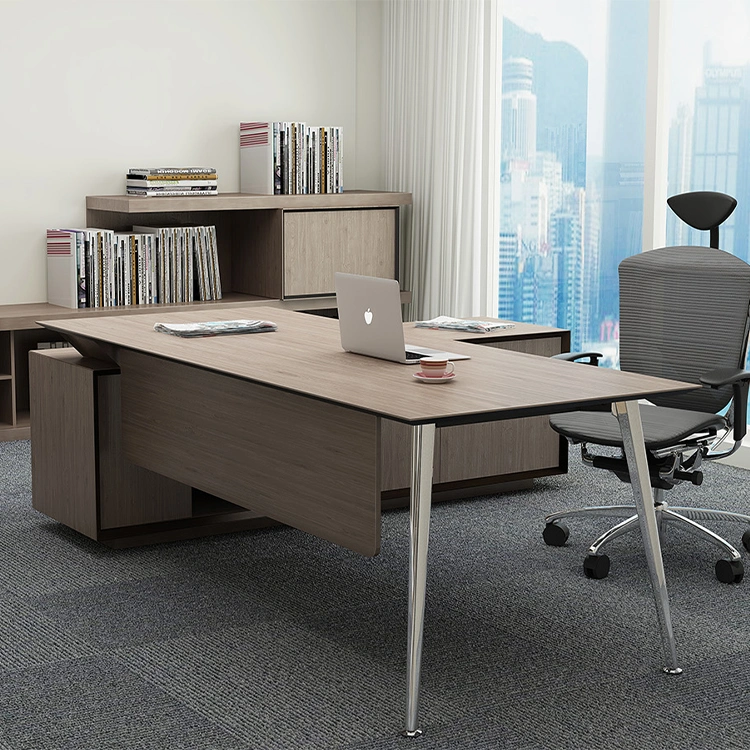 Foshan Name Brand Elegant MDF Office Furniture Metail Legs Director Desk