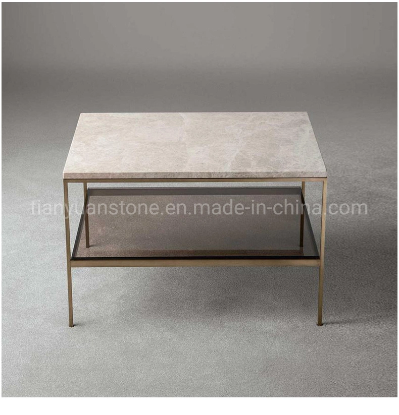 Hotel Home Office Retangle Coffee Side Table with Marble Top