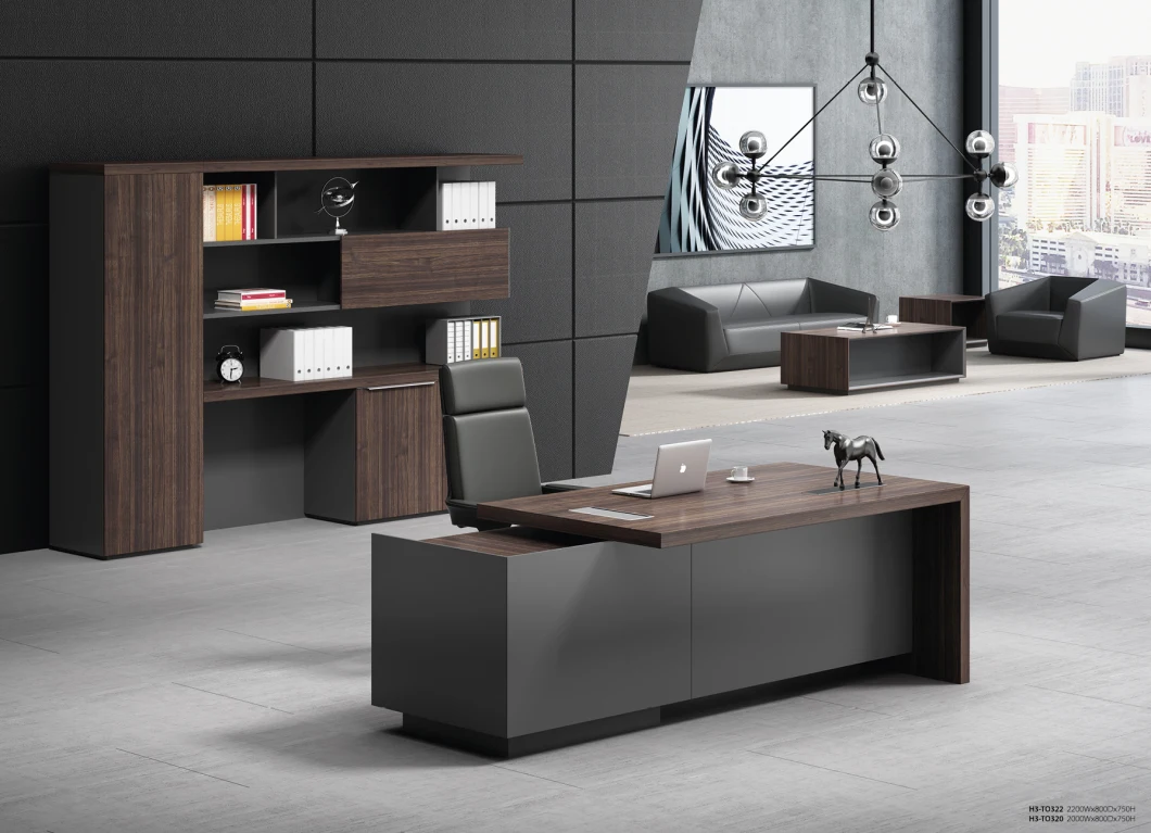 Modern Manager Executive Desk Work Table for Office Furniture with Side Cabinet