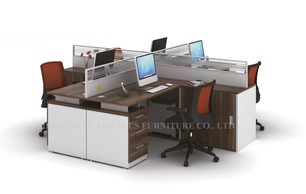 Four Persons Office Worstation Modern Office Table (M-21619-4)