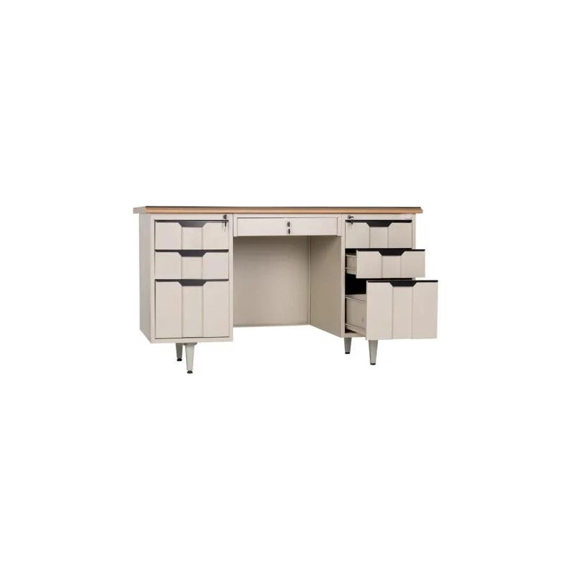 Electrostatic Powder Coating Computer Desk with 2 Drawer Cabinet Metal Steel Office Computer Table