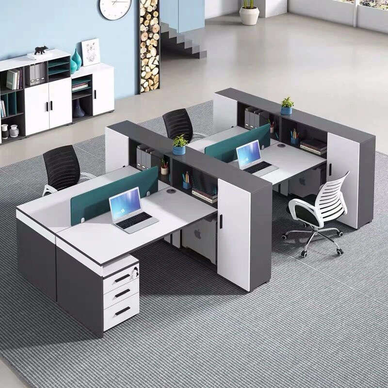 Modern Office Furniture Blue Office Cubicle Office Desk 4 Seater Office Workstation