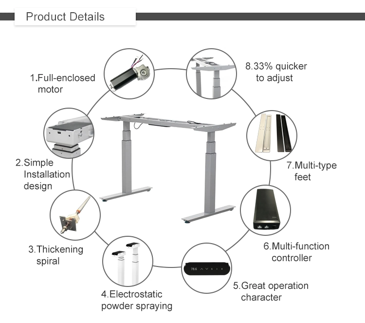 Three Legs L-Shape Office Desk Electric Height Adjustable Standing Desk Table Legs