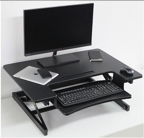 Pneumatic Sit Stand Desk Riser / Height Adjustable Desk Workstation with White Color