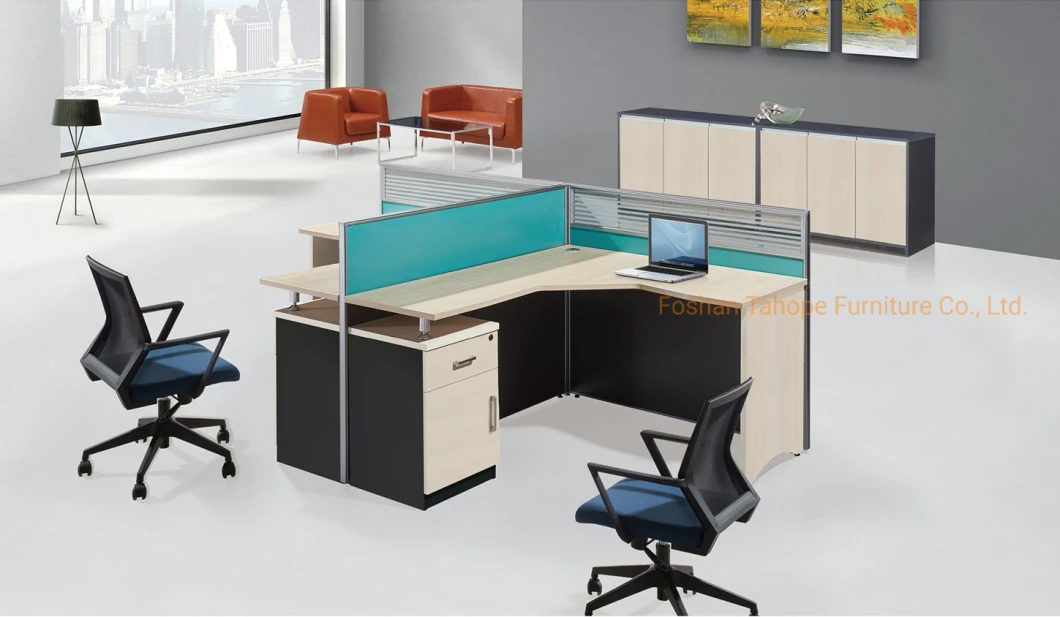 Multi-Placed Functional Office Furniture Partition 2 Seats Staff Workstation Table